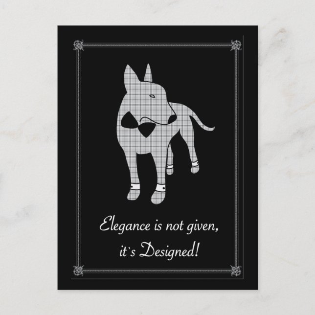 Elegance English Bull Terrier Black Krawatte Art Postkarte (Vorderseite)