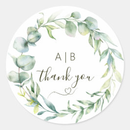 Elegance Eukalyptus-Kranz-Grün Runder Aufkleber