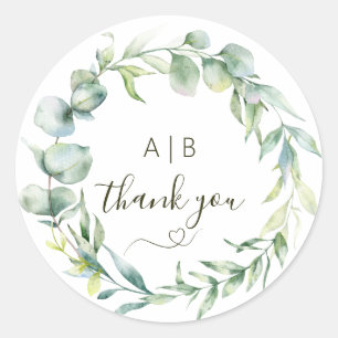 Elegance Eukalyptus-Kranz-Grün Runder Aufkleber