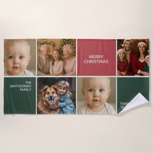 elegance family Photos collages merry Christmas Strandtuch (Vorderseite)