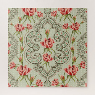 Elegance Floral: Vintag Nahtloser Hintergrund. Puzzle