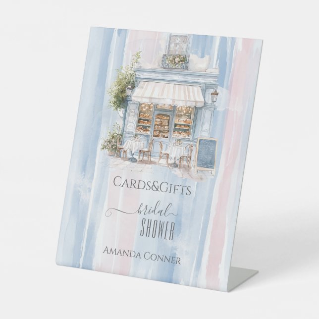 Elegance French Cafe Brautparty Geschenk Sockelschild (Vorderseite)