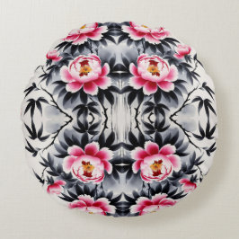 Elegance in Bloom: Floral Harmony printed Rundes Kissen