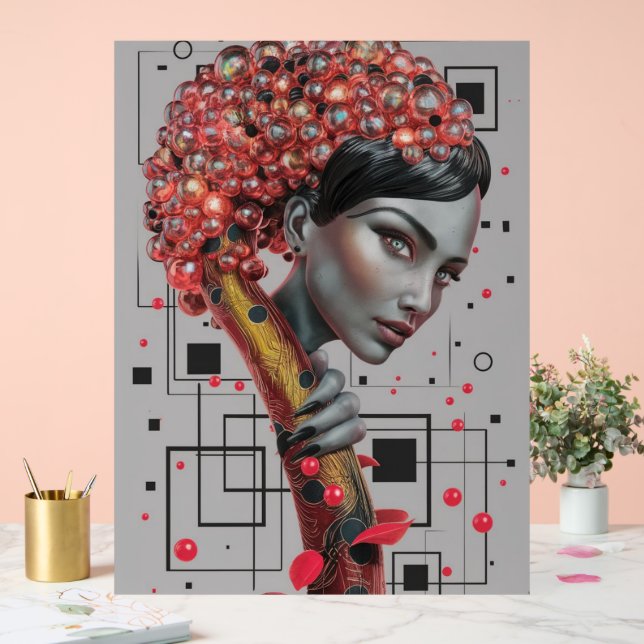 Elegance in Linien: 3D Tiefe eines weiblichen Seit Acrylschild (Hochzeit)