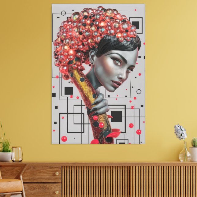 Elegance in Linien: 3D Tiefe eines weiblichen Seit Leinwanddruck (Insitu (Wohnzimmer))