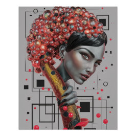 Elegance in Linien: 3D Tiefe eines weiblichen Seit Poster