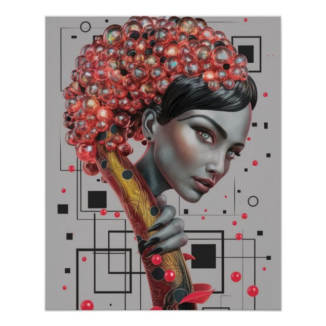 Elegance in Linien: 3D Tiefe eines weiblichen Seit Poster (Vorderseite)