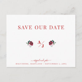 Elegance in Red Wedding Rettete unser Datum II Postkarte