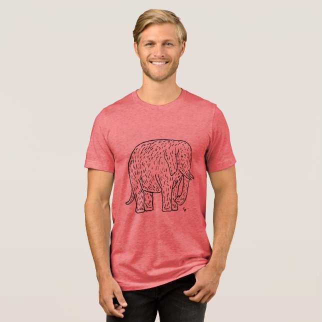 Elegance mit Leo Gestels Retro-Elefant Tri-Blend Shirt (Vorderseite voll)