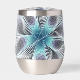 Elegance Modernes Blue Grau Weiß Fraktal Blume