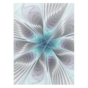 Elegance Modernes Blue Grau Weiß Fraktal Blume Tischdecke