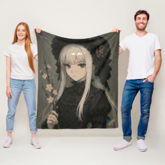 Elegance of the Midnight Blossom Maiden Standard Fleecedecke