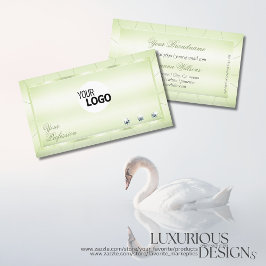 Elegance Pastel Green mit Diamanten und Logo Luxe Visitenkarte