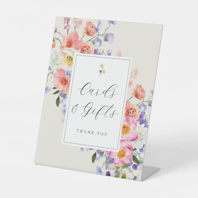 Elegance Pink Boho Blumenkarten und Geschenke Sockelschild (Vorderseite)