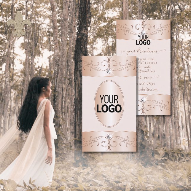 Elegance Rose Gold Verzierte Ornamente Logo hinzuf Visitenkarte (Von Creator hochgeladen)