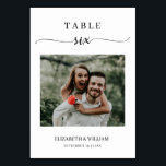 Elegance Script Foto Wedding Tischnummer 6<br><div class="desc">Modernes und elegantes Design bedruckt Elegance Script Modernes Foto Wedding Tischnummer 6, die mit Ihrem Text angepasst werden können und fügen Sie jede Tischnummer Karte zu Ihrem Warenkorb, eins nach dem anderen. Bitte klicken Sie auf den Button "Anpassen" und verwenden Sie unser Designwerkzeug, um diese Vorlage zu ändern. Karo im...</div>