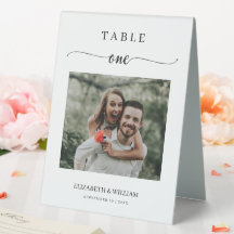 Elegance Script Foto Wedding Tischnummer One