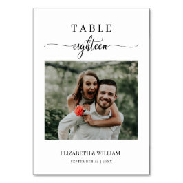 Elegance Script Photo Wedding Table No Eighteen Tischnummer