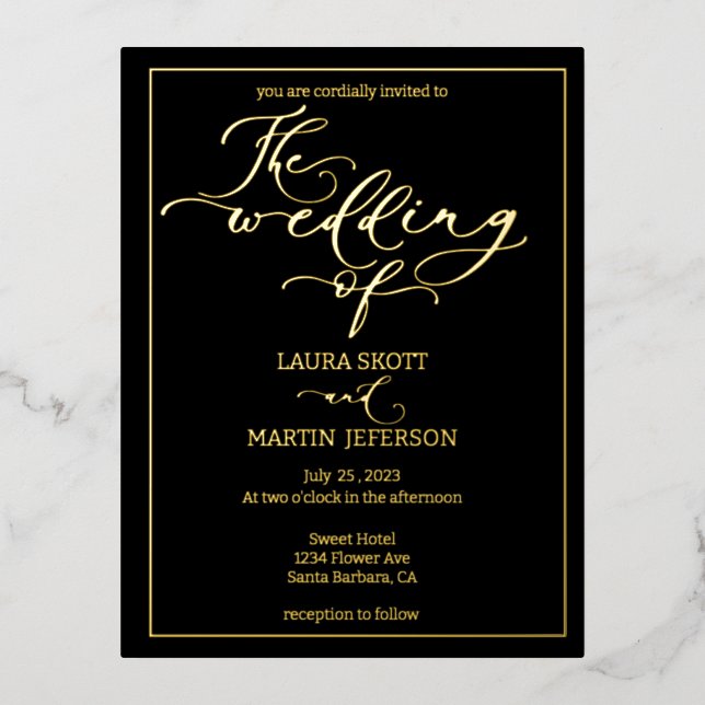 Elegance Script Text basierte Foil Holiday Postkar Folien Feiertagspostkarte (Vorderseite)