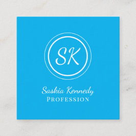 Elegance Sky Blue Script Beruflich Monogram Quadratische Visitenkarte