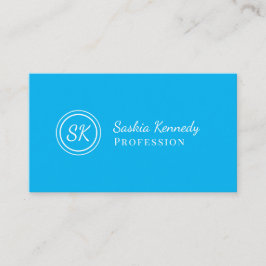 Elegance Sky Blue Script Beruflich Monogram Visitenkarte