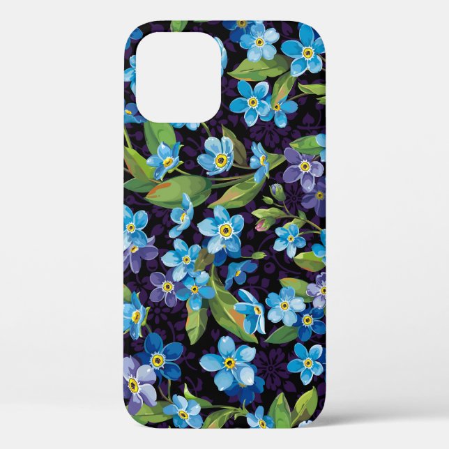 Elegance Vergessen-Me-Nicht-Blumenmuster Case-Mate iPhone Hülle (Rückseite)