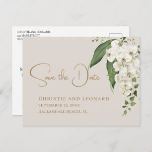 Elegance White Orchid Save the Date Postkarte