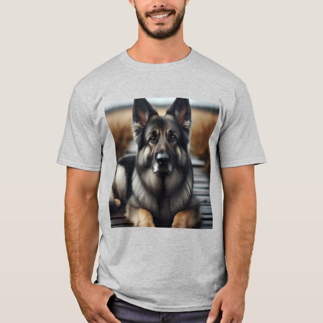 Elegancia Canina: Pastor Alemán Gris T-Shirt (Vorderseite)