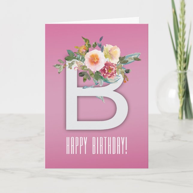 Elegancia Floral de Cumpleaños Karte (Vorderseite)