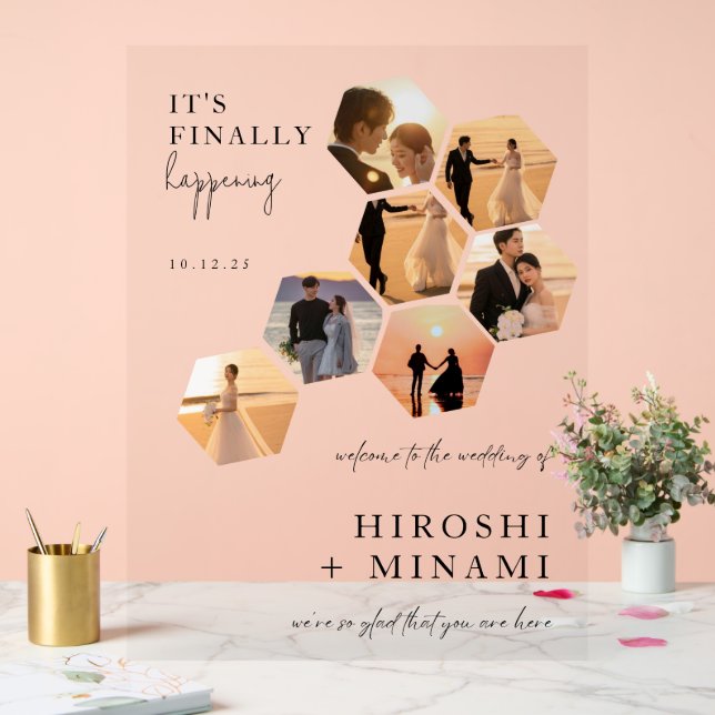 Elegand Calligraphy Custom Foto Wedding Acrylschild (Hochzeit)