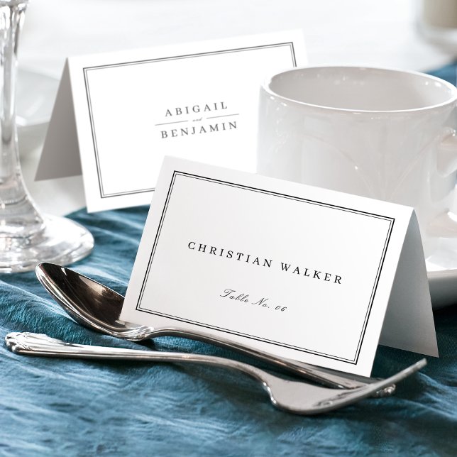 Elegane Grenzen Minimalistische faltbare Platzkart Tischnummer (Elegant Minimalist Monogram Foldable Place Card)