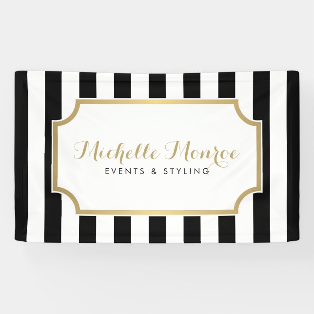 Elegane Luxe Bold Black and White Stripes Banner (Horizontal)