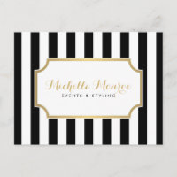 Elegane Luxe Bold Black and White Stripes Postkart