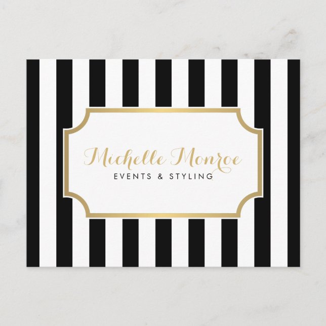 Elegane Luxe Bold Black and White Stripes Postkart Postkarte (Vorderseite)