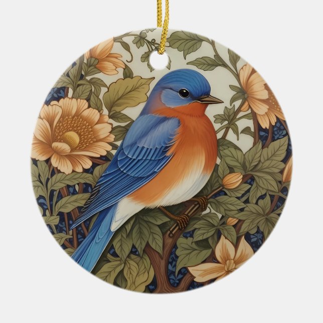 EleganEastern Bluebird William Morris Inspiriert Keramik Ornament (Vorne)