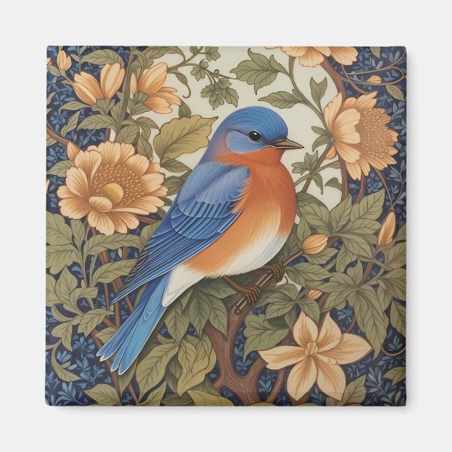 EleganEastern Bluebird William Morris Inspiriert Magnet (Vorne)