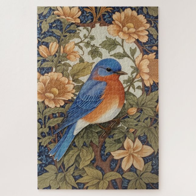EleganEastern Bluebird William Morris Inspiriert Puzzle (Vertikal)