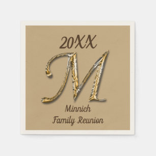 Eleganfamilie Wiedersehen Gold Letter M Monogram Serviette
