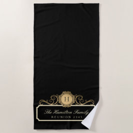Eleganfamilie Wiedersehen Gold Monogram Black Strandtuch