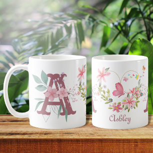 Eleganfarbenes Schwarz-Butterfly Monogramm A Kaffeetasse