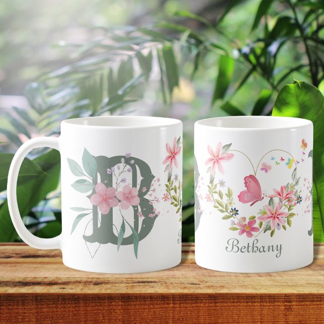 Eleganfarbenes Schwarz-Butterfly Monogramm B Kaffeetasse (Von Creator hochgeladen)