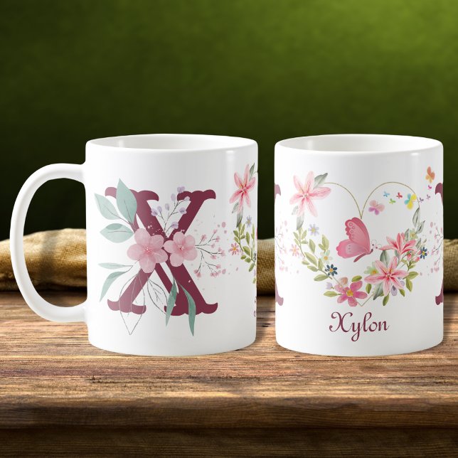 Eleganfarbenes Schwarz-Butterfly Monogramm X Kaffeetasse (Von Creator hochgeladen)