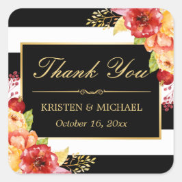 Elegangoldgelbe Blütenblüte Herbst Danke Quadratischer Aufkleber