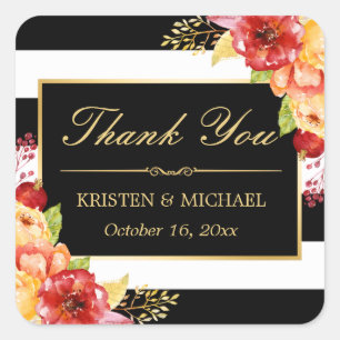 Elegangoldgelbe Blütenblüte Herbst Danke Quadratischer Aufkleber