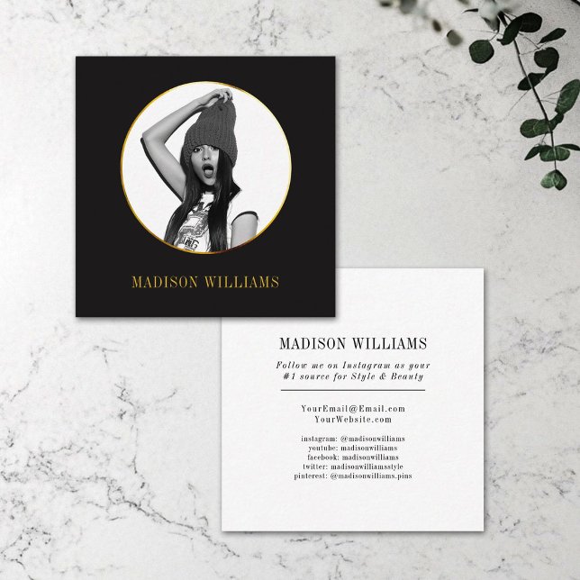 Elegangoldkühne Typografie Foto Social Media Telefonnummerkarte (Von Creator hochgeladen)