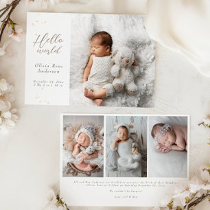 EleganHello Baby Fotos Moderne Kalligraphie Geburt Ankündigung