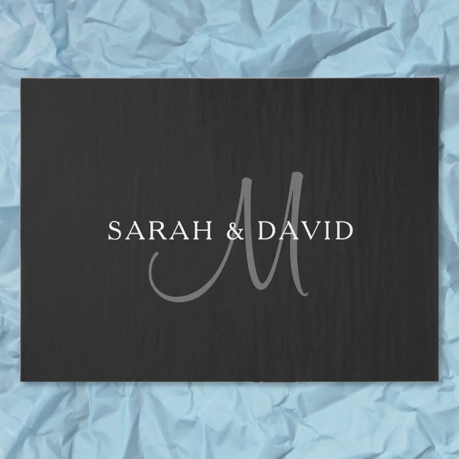Eleganname Monogram | Schwarz & Grau Seidenpapier (Von Creator hochgeladen)