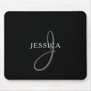 Eleganname Monogram Schwarz-weiß & grau Mousepad