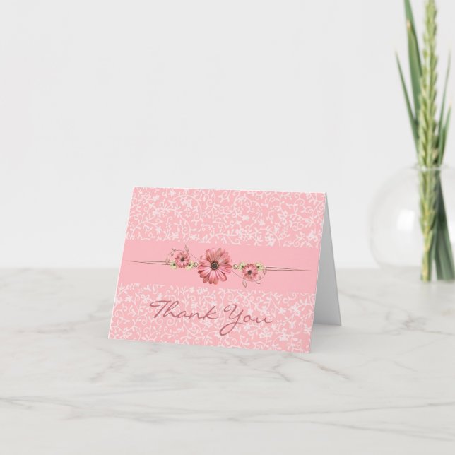 Eleganpeach Pink Floral Vielen Dank Notecard Dankeskarte (Vorderseite)