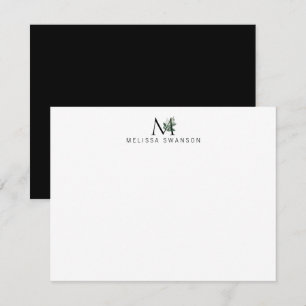 eleganr Greenery Monogramm-Karte Mitteilungskarte